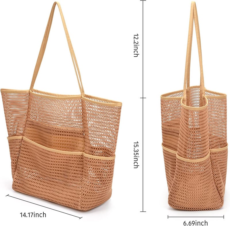 Tainehs Beach Bag - Mesh Tote Bag Beach Vacation Clothes for Women Pool Bag for Travel Pool Family Cruise Essentials 2025 - Image 2